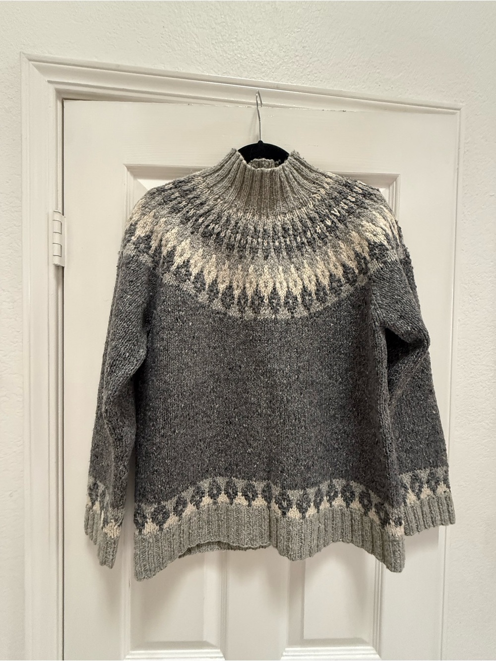 Ralph Lauren Gray and Cream Nordic Turtleneck Sweater